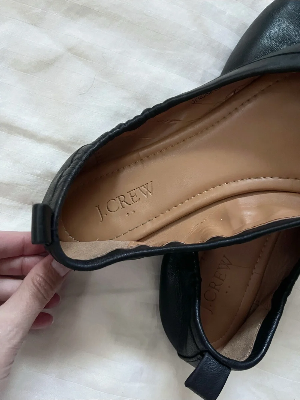 J. Crew | Lizzie Leather Round Toe Ballet Flats | Black, Size 6.5